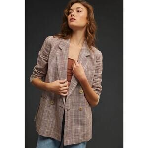 Maeve Plaid Blazer in Brown and Cream